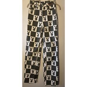 PlayBoy Game Of Bunnies Corduroy Green Checkered 90’s Boyfriend Jeans 24 X 32